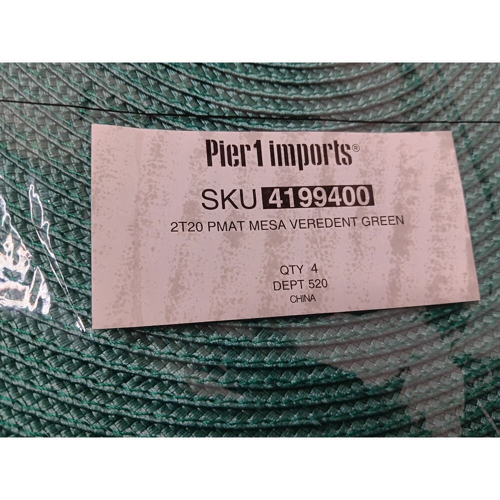 New Pier 1 Imports Set of 4 Placemats Mesa Verdent Green Round Braided 15" - Picture 4 of 8